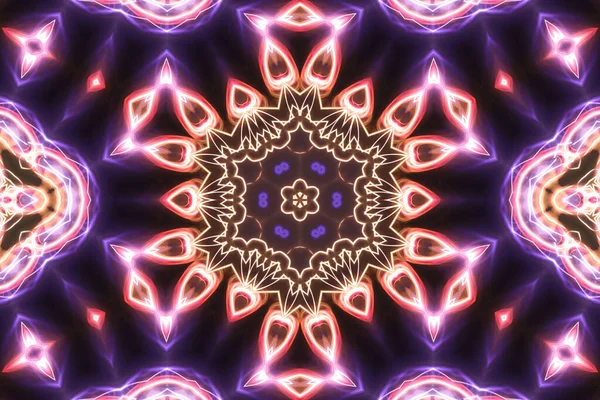 Magisk Mystisk Fantasi Fraktal Esoterisk Neon Glödande Geometrisk Mandala Kalejdoskopisk — Stockfoto