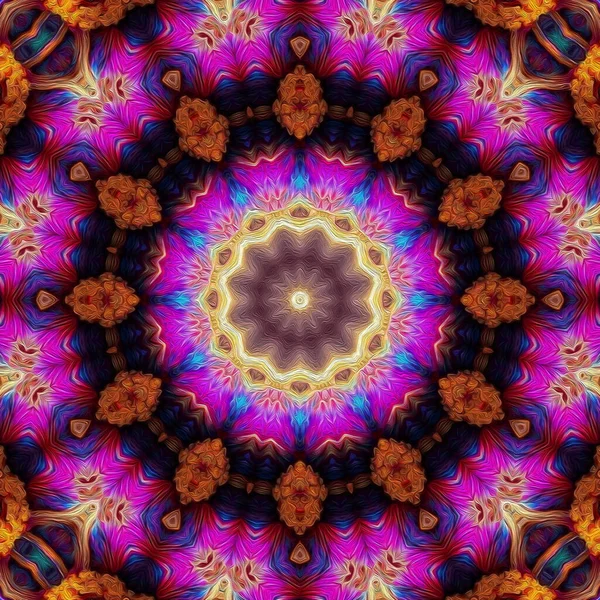Magisk Mystisk Fantasi Fraktal Esoterisk Neon Glödande Geometrisk Mandala Kalejdoskopisk — Stockfoto