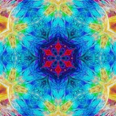 Sihirli mistik fraktal fantezi. Ezoterik neon parlayan geometrik mandala. Kaleydoskopik arkaplan.