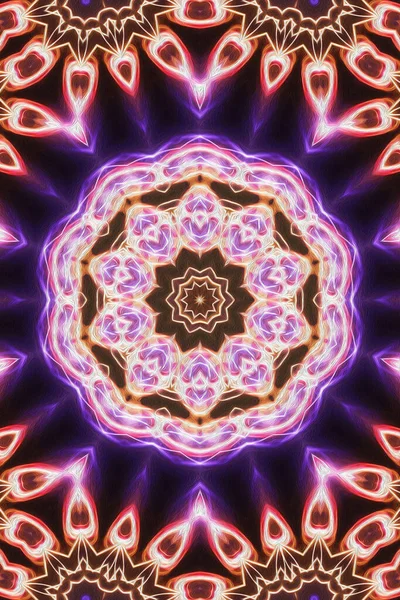 Fraktal Fantasi Mistik Ajaib Neon Esoteris Mandala Geometris Bercahaya Latar — Stok Foto