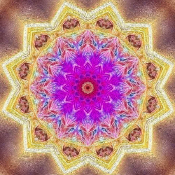 Magic Mystic Fantasy Fractal Esoteric Neon Glowing Geometric Mandala Kaleidoscopic — Stock Photo, Image