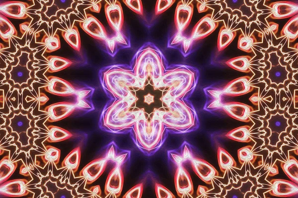 Magie Mystique Fantaisie Fractale Mandala Géométrique Ésotérique Néon Brillant Fond — Photo