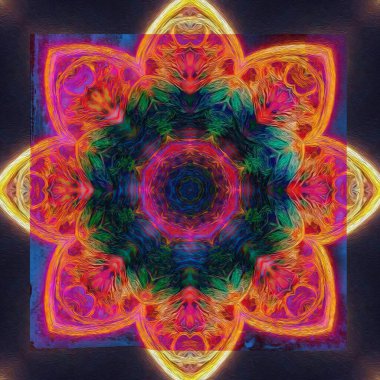 Akrilik boya ayrıntı ile güzel mandala el boyalı.