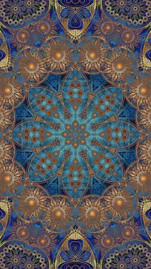 Luxury oriental tile seamless pattern. Colorful floral background. Mandala boho chic style.