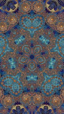 Luxury oriental tile seamless pattern. Colorful floral background. Mandala boho chic style.