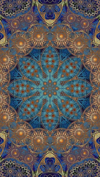 Luxury oriental tile seamless pattern. Colorful floral background. Mandala boho chic style.