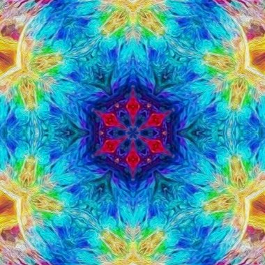 Magic fantasy fractal. Esoteric neon glowing geometric mandala. Kaleidoscopic background.