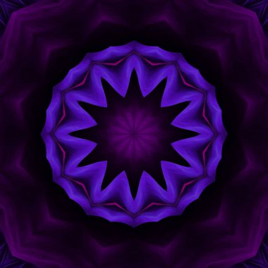 Magic fantasy fractal. Esoteric neon glowing geometric mandala. Kaleidoscopic background.