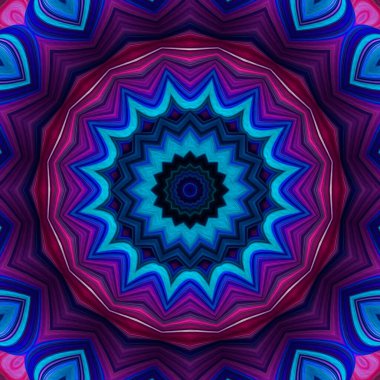 Magic fantasy fractal. Esoteric neon glowing geometric mandala. Kaleidoscopic background.