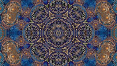 Luxury oriental tile seamless pattern. Colorful floral patchwork background. Mandala boho chic style. Rich flower ornament. Hexagon design elements. Portuguese moroccan motif. 