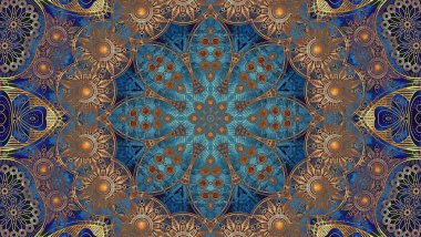 Luxury oriental tile seamless pattern. Colorful floral patchwork background. Mandala boho chic style. Rich flower ornament. Hexagon design elements. Portuguese moroccan motif. 