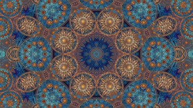Luxury oriental tile seamless pattern. Colorful floral patchwork background. Mandala boho chic style. Rich flower ornament. Hexagon design elements. Portuguese moroccan motif. 