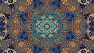 Luxury oriental tile seamless pattern. Colorful floral patchwork background. Mandala boho chic style. Rich flower ornament. Hexagon design elements. Portuguese moroccan motif. 