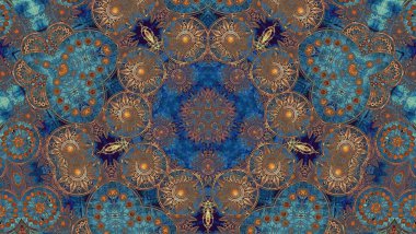 Luxury oriental tile seamless pattern. Colorful floral patchwork background. Mandala boho chic style. Rich flower ornament. Hexagon design elements. Portuguese moroccan motif. 