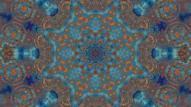 Luxury oriental tile seamless pattern. Colorful floral patchwork background. Mandala boho chic style. Rich flower ornament. Hexagon design elements. Portuguese moroccan motif. 