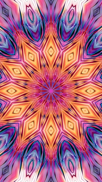 Magic fantasy fractal. Esoteric neon glowing geometric mandala. Kaleidoscopic background.