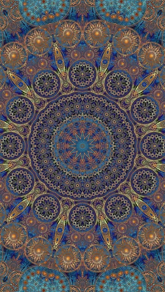 Luksusowe Orientalne Płytki Bezszwowe Wzór Kolorowe Kwiatowe Tło Mozaiki Mandala — Zdjęcie stockowe