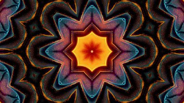 Seamless pattern with floral mandala in orange and pink color. Magic mystic background.