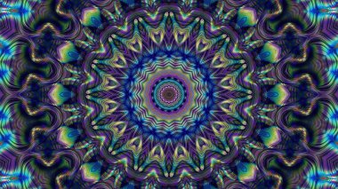 Abstract ancient geometric mystic background, colorful digital art painting and mandala graphic design.