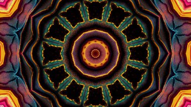 Abstract ancient geometric mystic background, colorful digital art painting and mandala graphic design.