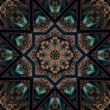 Mandala seamless pattern mandala art. Flower fantasy print. Psychedelic carnival poster.