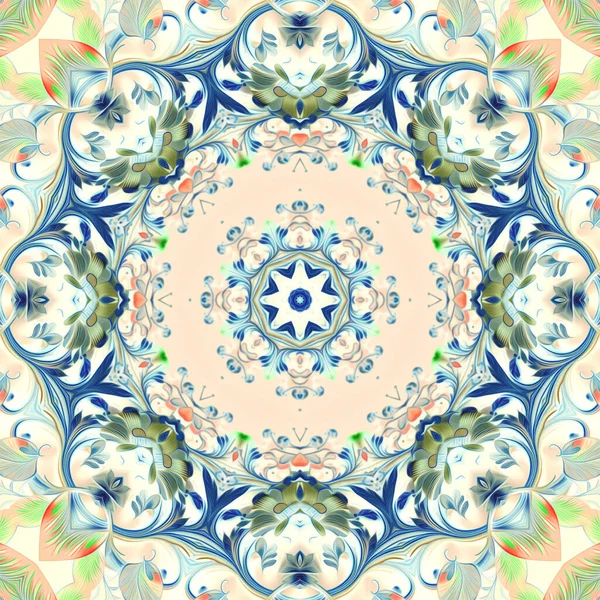 Mandala Seamless Pattern Mandala Art Flower Fantasy Print Psychedelic Carnival — Stok fotoğraf