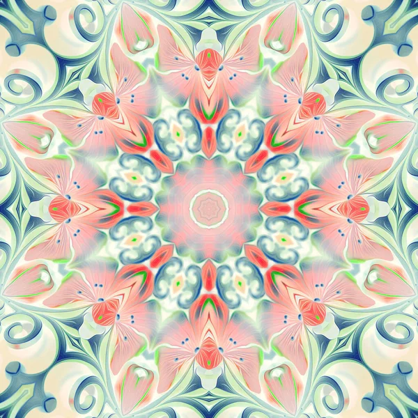 Mandala Płynny Wzór Mandali Sztuki Kwiat Fantazji Psychodeliczny Plakat Karnawałowy — Zdjęcie stockowe