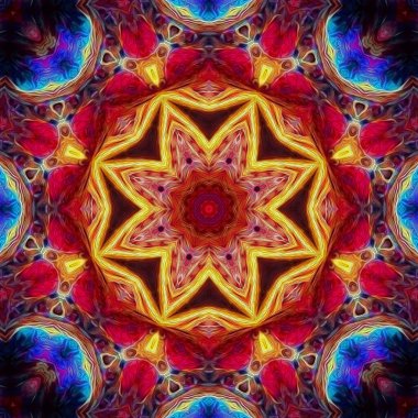 Akrilik boya ayrıntı ile güzel mandala el boyalı.