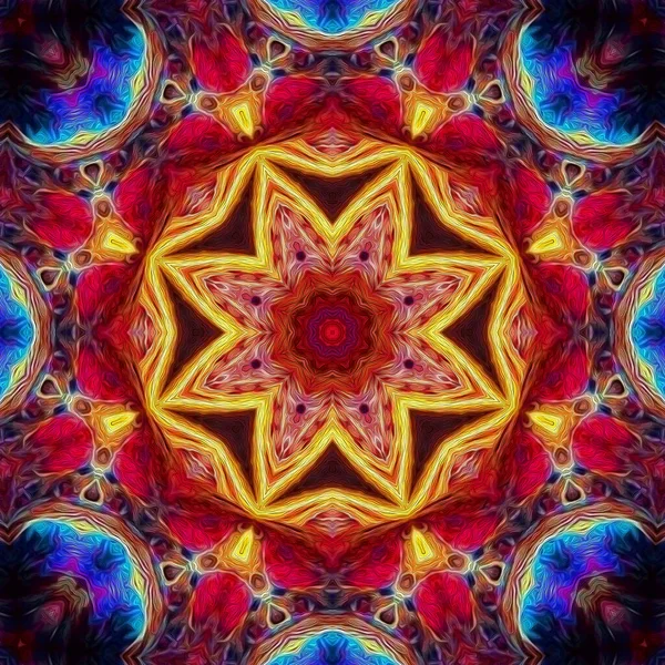 Piękna Mandala Ręcznie Malowane Farba Akrylowa Szczegółów — Zdjęcie stockowe