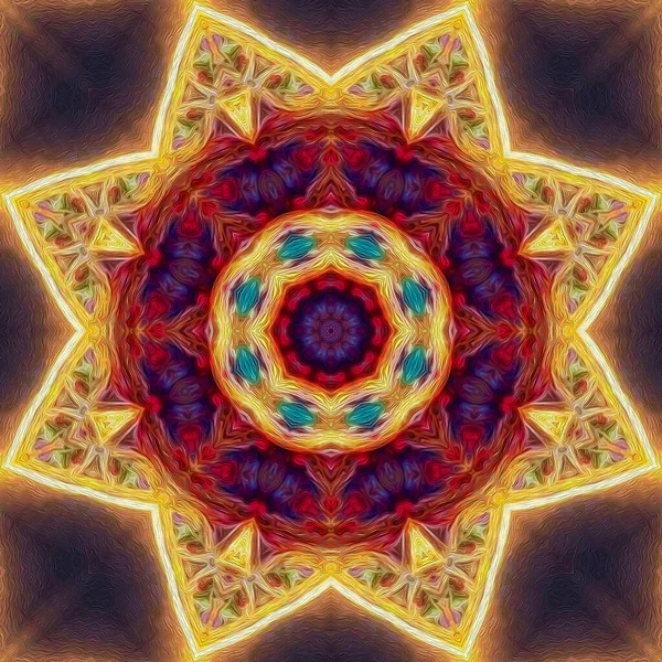 Bellissimo Mandala Dipinto Mano Con Dettagli Vernice Acrilica — Foto Stock