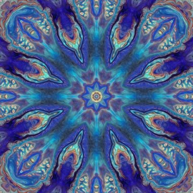 soyut mavi boyalı resim mandala Vishuddha çakra.