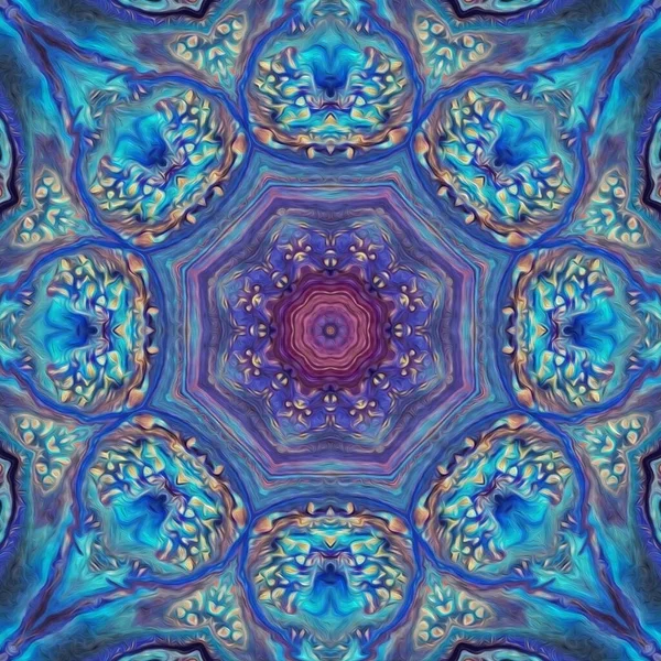 Abstracte Blauw Geschilderde Afbeelding Mandala Van Vishuddha Chakra — Stockfoto