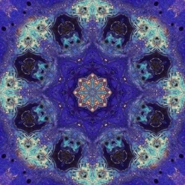 Absztrakt Kék Festett Kép Mandala Csakra Vishuddha — Stock Fotó