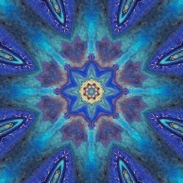 Mandala Abstracto Cuadro Pintado Azul Del Chakra Vishuddha —  Fotos de Stock