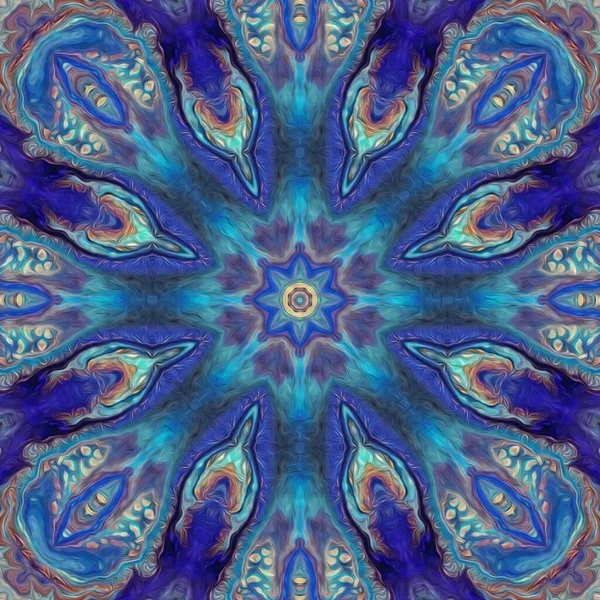 Mandala Abstrata Azul Imagens Pintadas Chakra Vishuddha — Fotografia de Stock