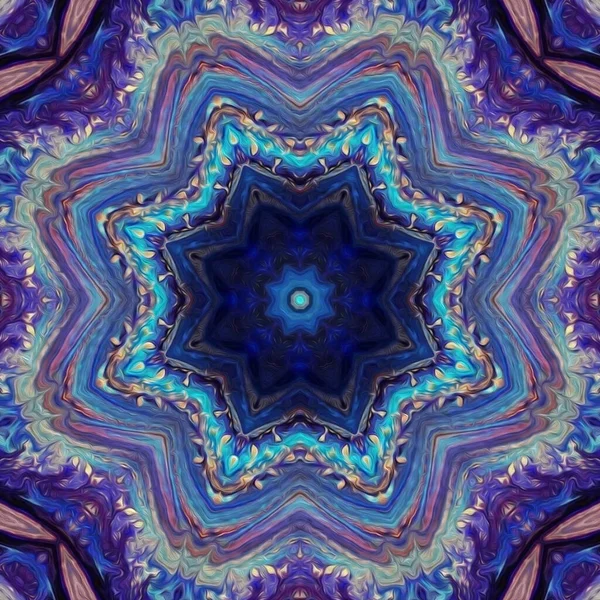 Mandala Abstrata Azul Imagens Pintadas Chakra Vishuddha — Fotografia de Stock