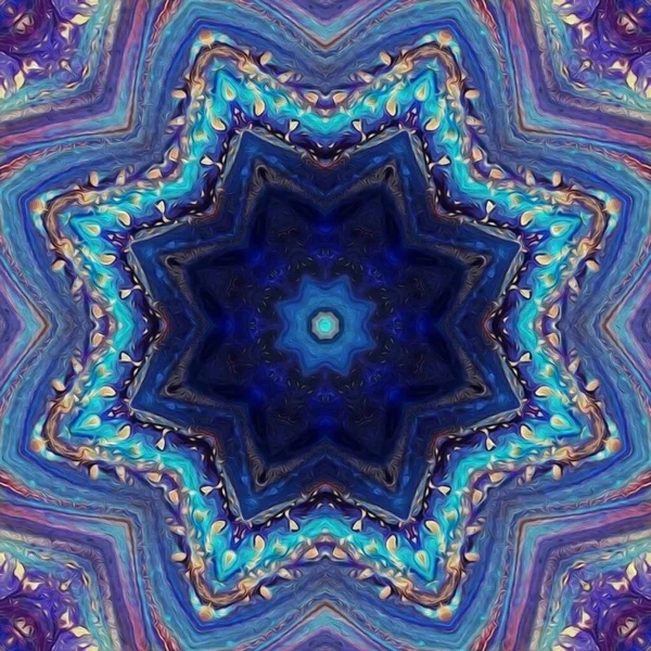 Abstrakt Blau Gemalte Bild Mandala Des Vishuddha Chakra — Stockfoto