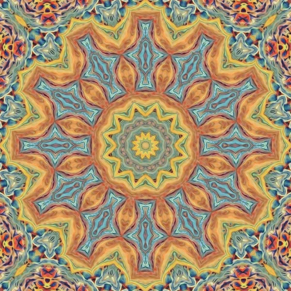 Mandala Απρόσκοπτη Μοτίβο Mandala Τέχνη Φανταστική Εκτύπωση Λουλουδιών Αφίσα Ψυχεδελικού — Φωτογραφία Αρχείου