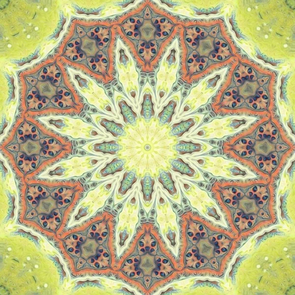 Mandala Seamless Pattern Mandala Art Flower Fantasy Print Psychedelic Carnival — Foto Stock