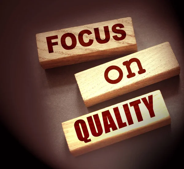 Focus Quality Words Wooden Blocks Honesty Business Concept — Stock Photo, Image