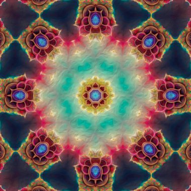 Kusursuz kaleydoskop, mandala soyut arkaplan görünümü