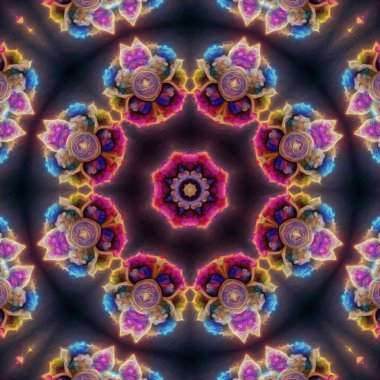 Kusursuz kaleydoskop, mandala soyut arkaplan görünümü