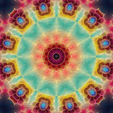 Kusursuz kaleydoskop, mandala soyut arkaplan görünümü
