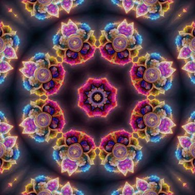 Kusursuz kaleydoskop, mandala soyut arkaplan görünümü