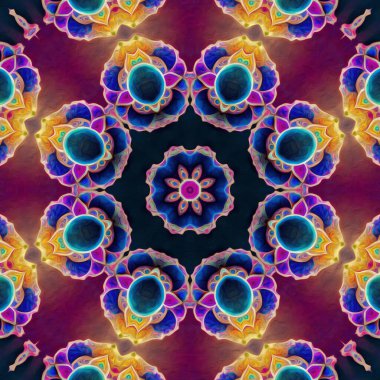 Kusursuz kaleydoskop, mandala soyut arkaplan görünümü