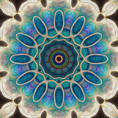 Kusursuz kaleydoskop, mandala soyut arkaplan görünümü