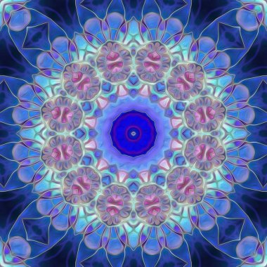 Kusursuz kaleydoskop, mandala soyut arkaplan görünümü