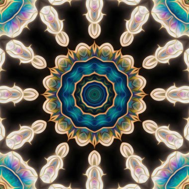 Kusursuz kaleydoskop, mandala soyut arkaplan görünümü