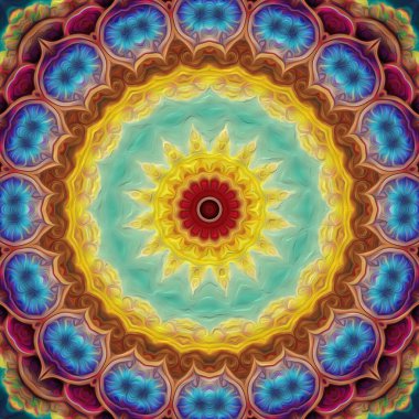 Kusursuz kaleydoskop, mandala soyut arkaplan görünümü