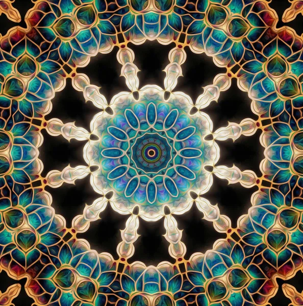 Caleidoscopio Inconsútil Vista Fondo Abstracta Mandala — Foto de Stock